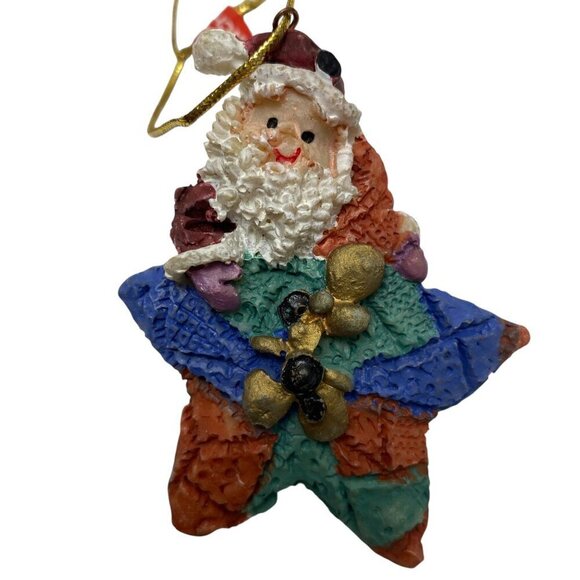 Santas and Angels on Stars and Moons Christmas Ornaments 6 Pieces 2.5" - Picture 5 of 10